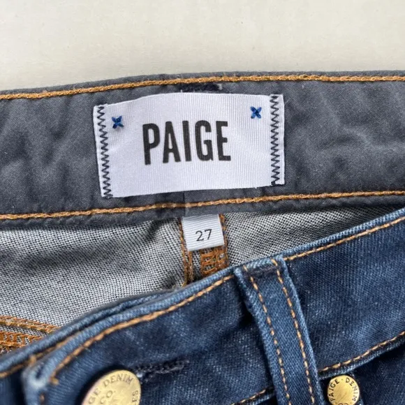 PAIGE Skyline Skinny Jeans Medium Rise Stretch Wash Blue, Size 27