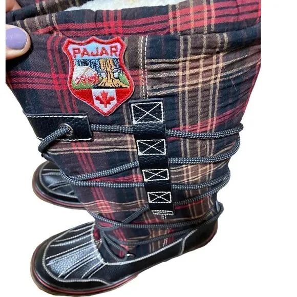 Pajar Plaid Winter Boots with Sherpa lining Sz 9-9.5