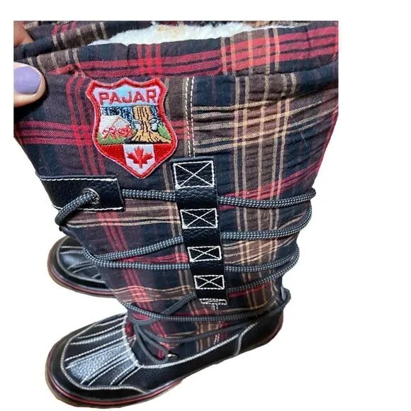 Pajar Plaid Winter Boots with Sherpa lining Sz 9-9.5