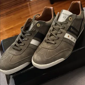 Pantofola D'oro Gray and White Sneakers with Suede Finish