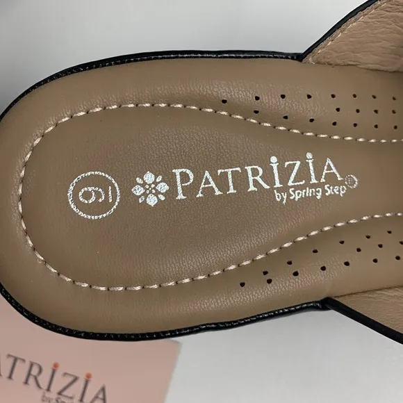 Patrizia By Spring Step Yadae Black Heeled leather Sandals Size 9 Open Toe NWT