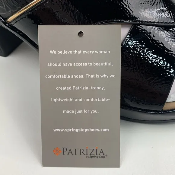 Patrizia By Spring Step Yadae Black Heeled leather Sandals Size 9 Open Toe NWT