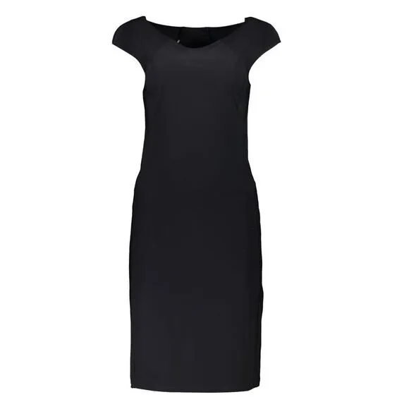 Patrizia Pepe Elegant Black Boat Neck Dress with Wide Women's Straps