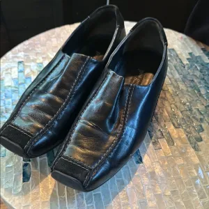 Paul Green Black Leather Slip-On Shoes