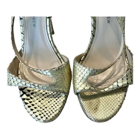 Paul Andrew Womens Heels Gold Snakeskin Open Toe Slingback Stiletto Shoes 7 (37)