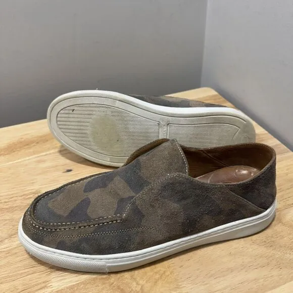 Peter Millar Loafers Mens 10.5 Green Camouflage Suede Slip‎ On Boat Shoes