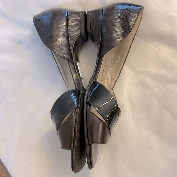 PETER KAISER PATENT OPEN TOE SHOES.  NEW