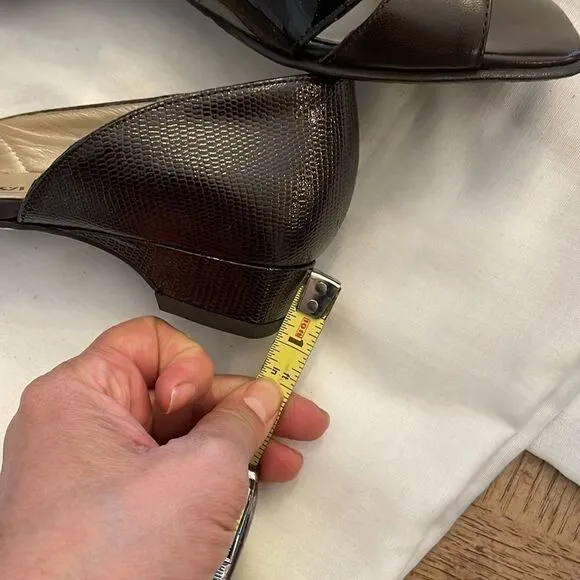 PETER KAISER PATENT OPEN TOE SHOES.  NEW