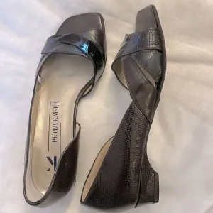 PETER KAISER PATENT OPEN TOE SHOES.  NEW
