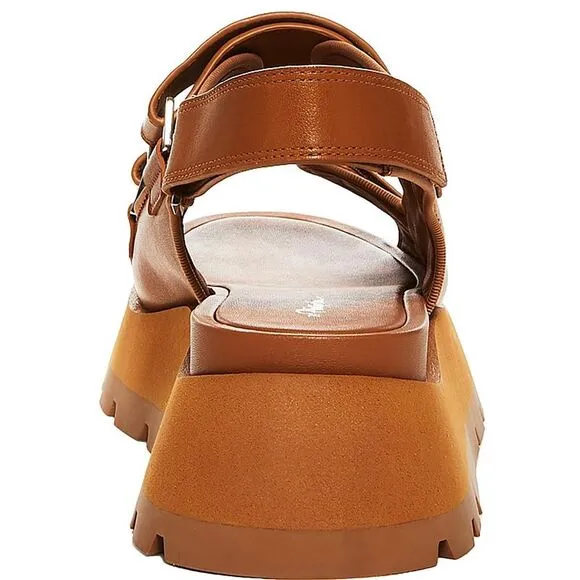 Philip Lim Womens Kate Tan Leather Lugged Sole Slingback Sandals Shoes New