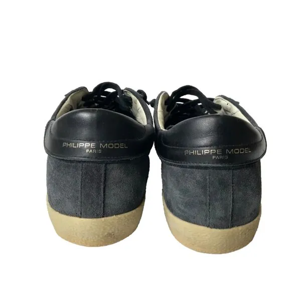 Philippe Model Temple Low Top Sneakers Mens 47 US 13 Navy Blue Leather Trainers