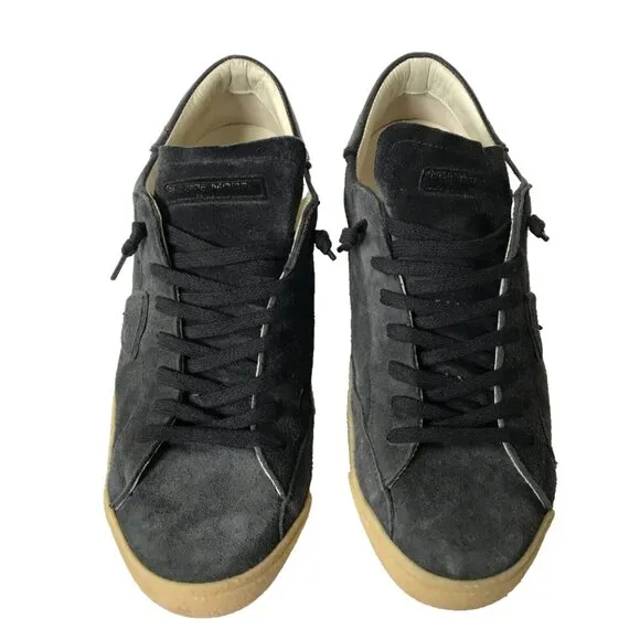 Philippe Model Temple Low Top Sneakers Mens 47 US 13 Navy Blue Leather Trainers