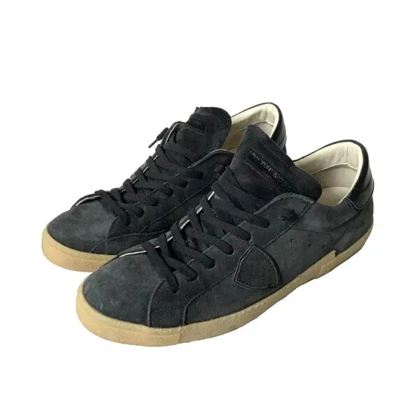 Philippe Model Temple Low Top Sneakers Mens 47 US 13 Navy Blue Leather Trainers