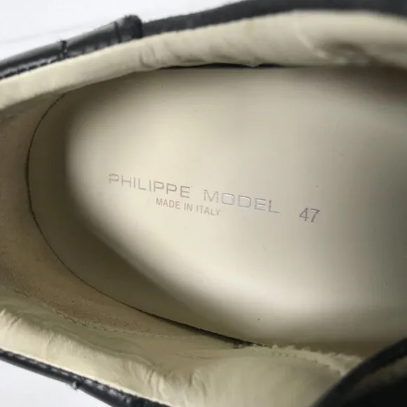 Philippe Model Temple Low Top Sneakers Mens 47 US 13 Navy Blue Leather Trainers