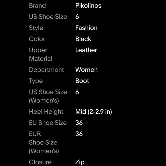Pikolinos Womens 36 6 Tall Black Leather Comfort Walking Heels Riding Boots