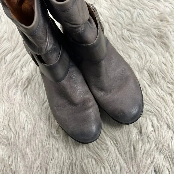 Pikolinos Women's Gray Leather Brujas Scrunch Ankle Boots