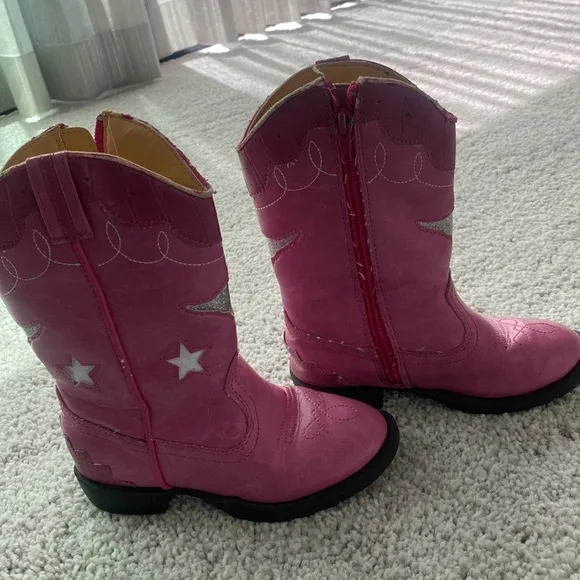 Pink cowboy boots that light up when you stomp them on the floor!