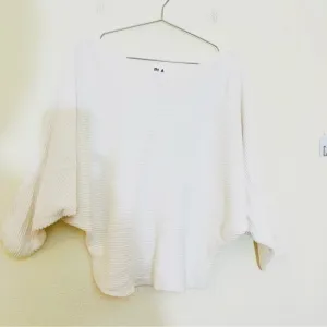 Planet Boat Neck Batwing Sleeves One Size Sweater White