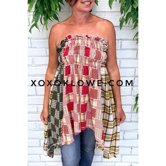 POL Convertible Midi Skirt Plaid Uneven Hem