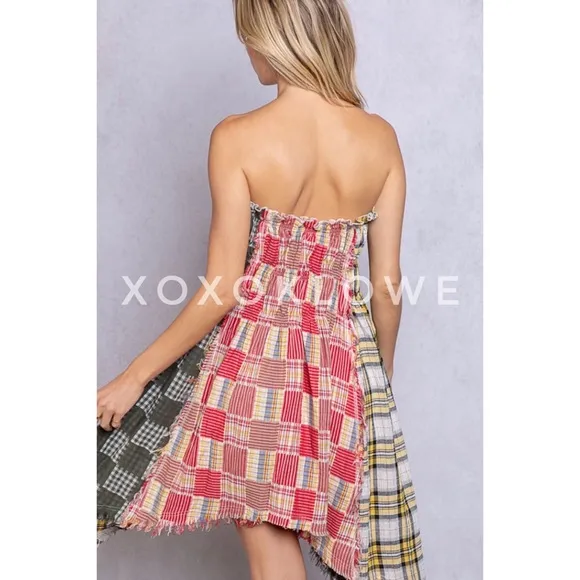 POL Convertible Midi Skirt Plaid Uneven Hem