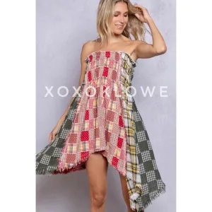 POL Convertible Midi Skirt Plaid Uneven Hem