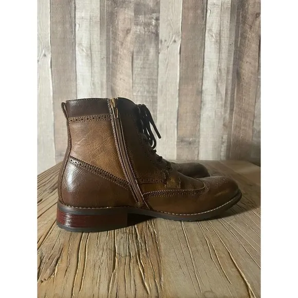 Polar Fox Cohen Mens Wingtip Motorcycle Combat Boots with Zipper