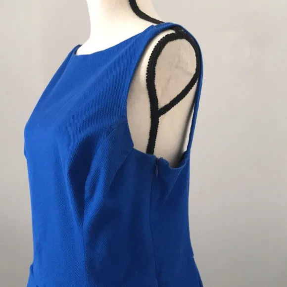 POLO Ralph Lauren Boat Neck Fit and Flare Texturized Blue Cocktail Dress | 14