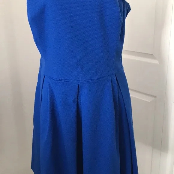 POLO Ralph Lauren Boat Neck Fit and Flare Texturized Blue Cocktail Dress | 14