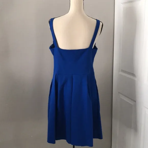 POLO Ralph Lauren Boat Neck Fit and Flare Texturized Blue Cocktail Dress | 14