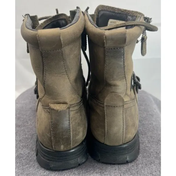 Polo Ralph Lauren Boots 9.5 Andres Leather Army green Lace Up Buckle Strap 0862