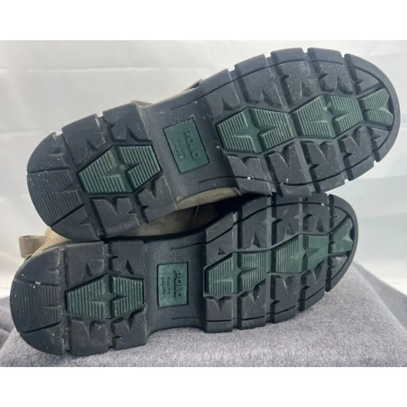 Polo Ralph Lauren Boots 9.5 Andres Leather Army green Lace Up Buckle Strap 0862