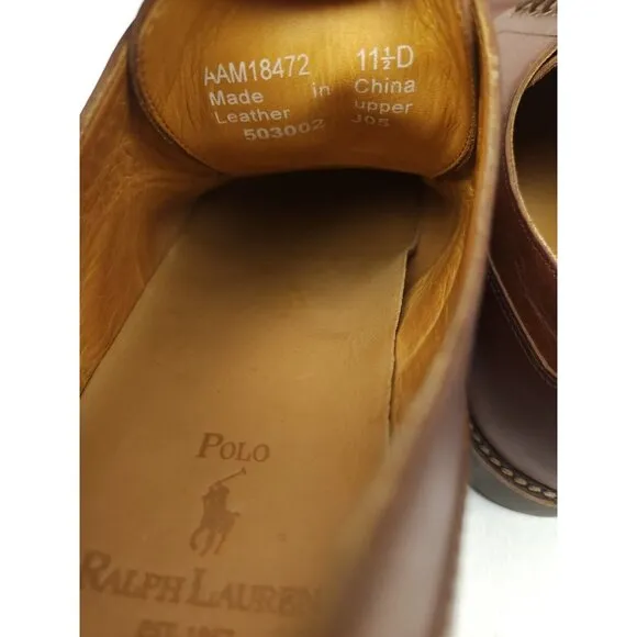POLO Ralph Lauren  Brown Leather Oxford Shoes Size 11.5 D - AAM18472 Apron Toe