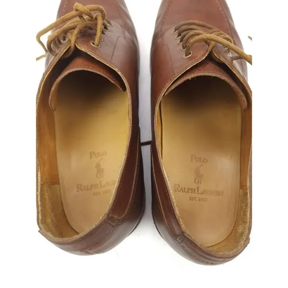 POLO Ralph Lauren  Brown Leather Oxford Shoes Size 11.5 D - AAM18472 Apron Toe