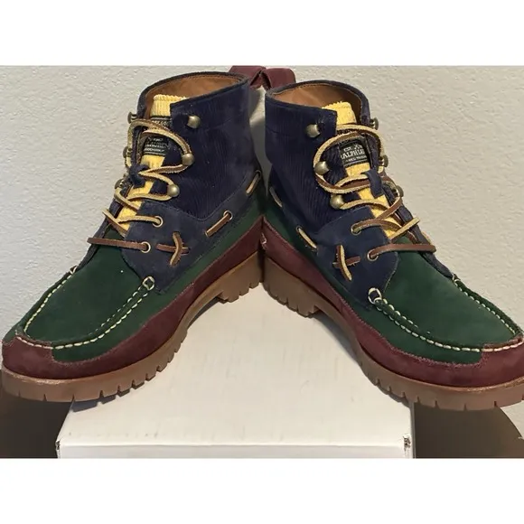 POLO Ralph Lauren Country Ranger MID Color Block Suede Corduroy Boots Men's 9.5