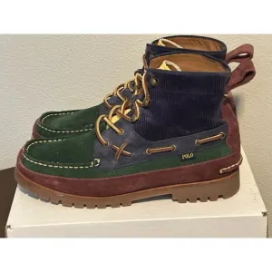 POLO Ralph Lauren Country Ranger MID Color Block Suede Corduroy Boots Men's 9.5