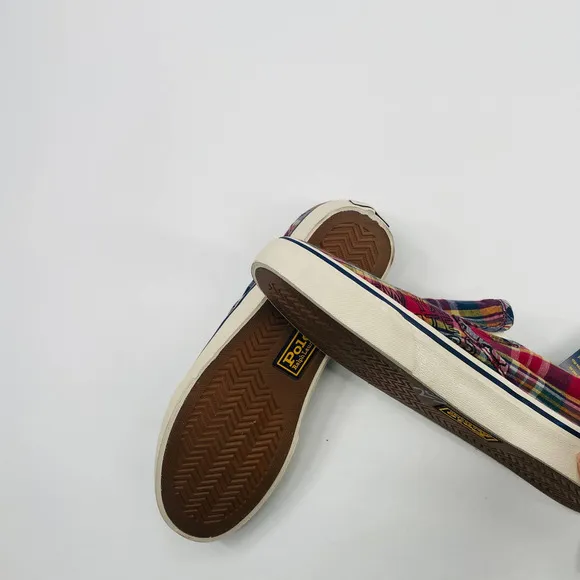 Polo Ralph Lauren Keaton Madras Plaid Slip-On Sneaker Size 10.5