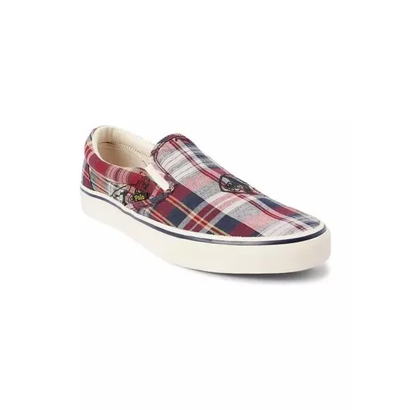 Polo Ralph Lauren Keaton Madras Plaid Slip-On Sneaker Size 10.5