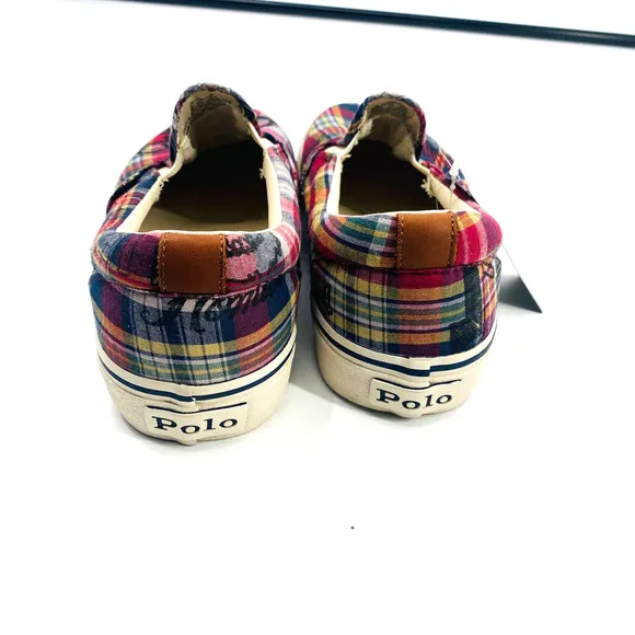Polo Ralph Lauren Keaton Madras Plaid Slip-On Sneaker Size 10.5