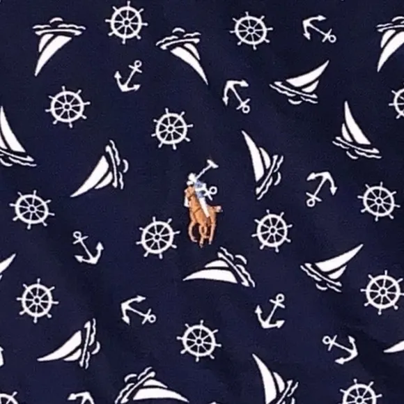 POLO RALPH LAUREN Men Big &amp; Tall Navy Beach Boat Print Button Down Shirt XLT NWT
