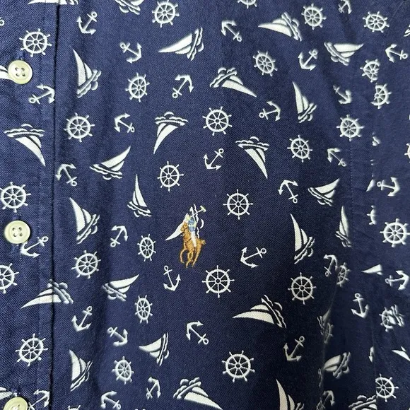 Polo Ralph Lauren Men’s Nautical Shirt Sailboat Print, Preppy Coastal Classic M