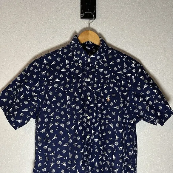 Polo Ralph Lauren Men’s Nautical Shirt Sailboat Print, Preppy Coastal Classic M