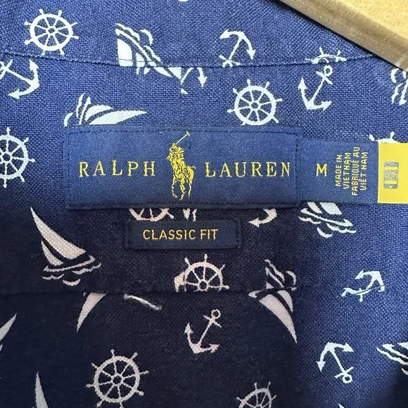 Polo Ralph Lauren Men’s Nautical Shirt Sailboat Print, Preppy Coastal Classic M