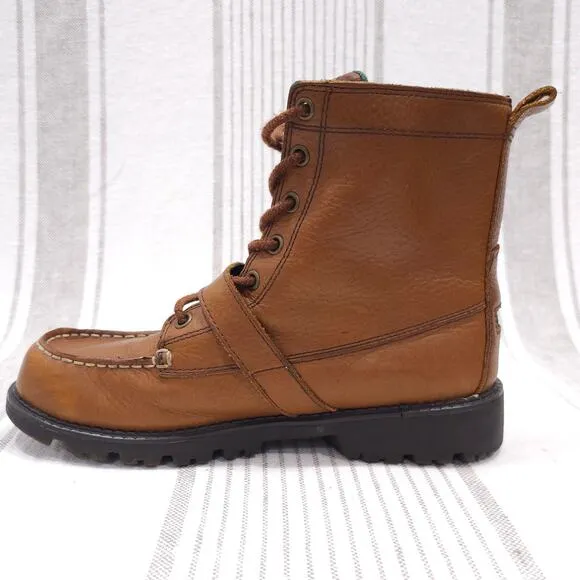 POLO RALPH LAUREN Ranger Hi 2 Boots Boys 5.5 Brown Leather Heritage Rugged Shoes