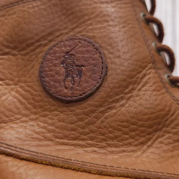 POLO RALPH LAUREN Ranger Hi 2 Boots Boys 5.5 Brown Leather Heritage Rugged Shoes