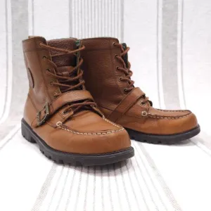 POLO RALPH LAUREN Ranger Hi 2 Boots Boys 5.5 Brown Leather Heritage Rugged Shoes