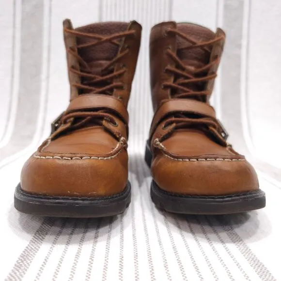 POLO RALPH LAUREN Ranger Hi 2 Boots Boys 5.5 Brown Leather Heritage Rugged Shoes