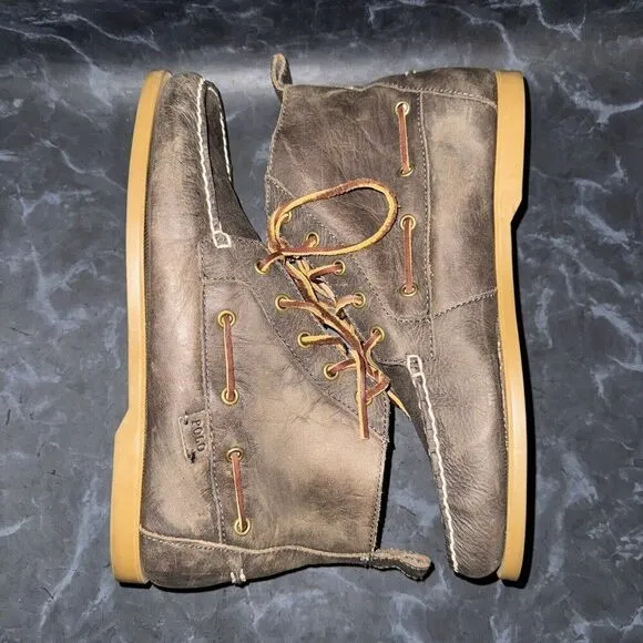 Polo by Ralph Lauren Mens Barrott Bo Brown Distressed Leather Chukka Boots 10.5D
