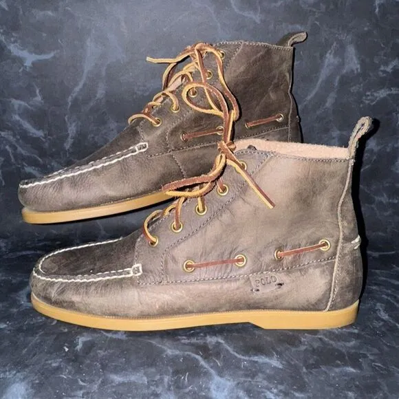 Polo by Ralph Lauren Mens Barrott Bo Brown Distressed Leather Chukka Boots 10.5D