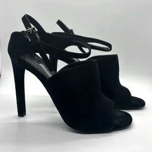 Prada Black Suede Open Toe Ankle Strap Sandal Heels Calzature Donna EU 36/ US 6