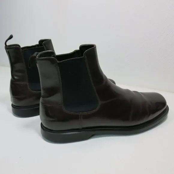 Prada Chelsea Leather Dress Boots Footwear Shoes Men's Italy Sz 12